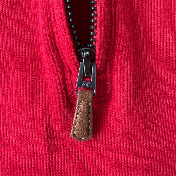 Polo Ralph Lauren Men's Red Estate Rib 1/4 Zip Cotton Sweater Size XL Preppy - Picture 9 of 10
